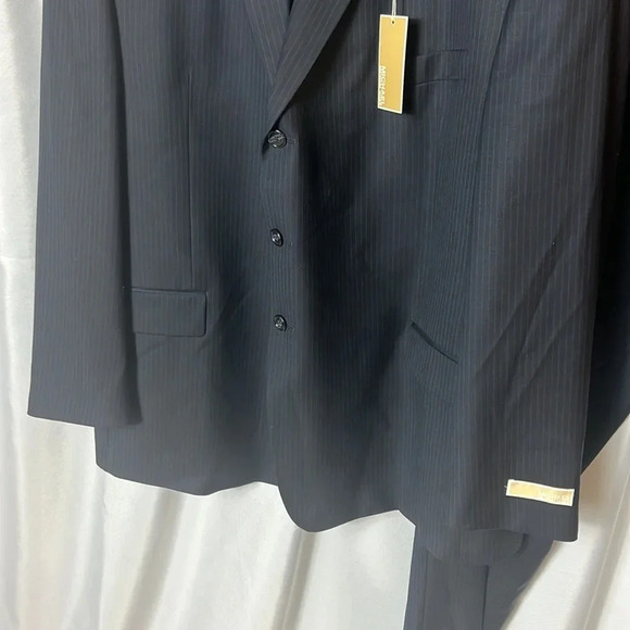 Michael Michael Kors 100% Wool Size 48 X 42W Men’s Suit Black Navy Stripped NWT - Picture 4 of 16
